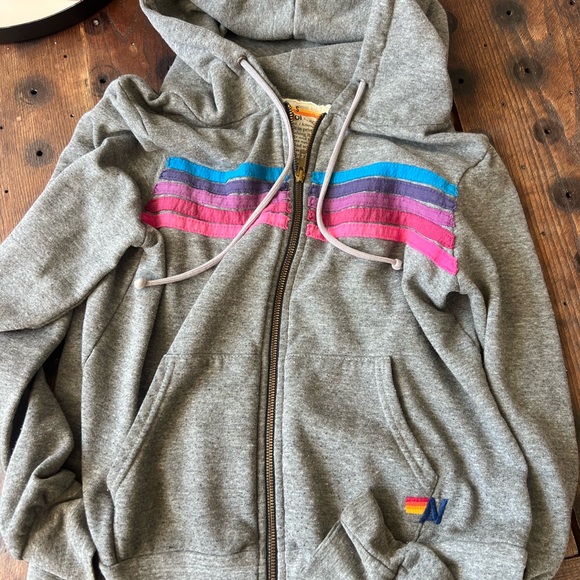 Aviator Nation Tops - Aviator Nation 5 Stripe Hoodie in Charcoal - Small